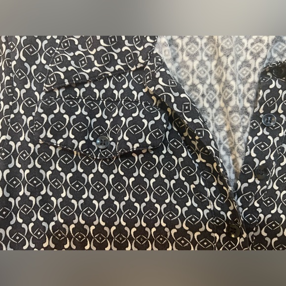 Banana Republic 3/4 Sleeves Black Patterned Dress. Size Medium - Picture 5 of 9